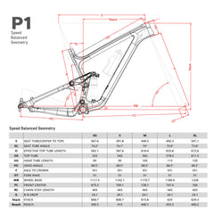 ICAN P1 Carbon MTB 148mm  Boost Frame Size Geometry